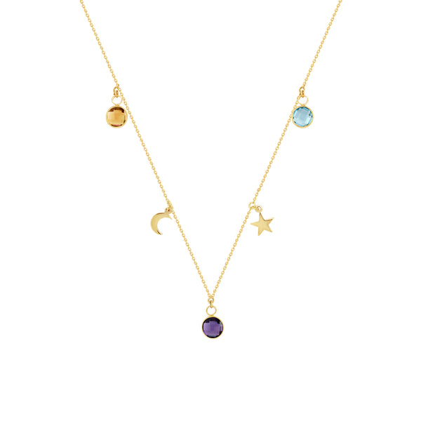 Celestial Necklace with Birthstone Charms