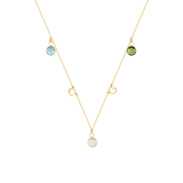 Amalfi Necklace with Triple Birthstone Charms