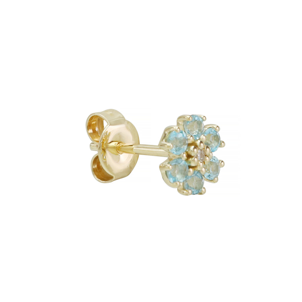 Babe, Just Be Yourself Blue Topaz Floral Stud Earrings