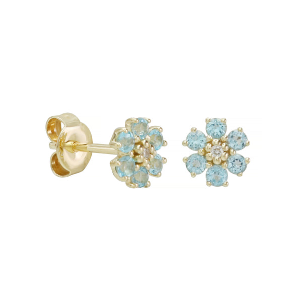 Babe, Just Be Yourself Blue Topaz Floral Stud Earrings