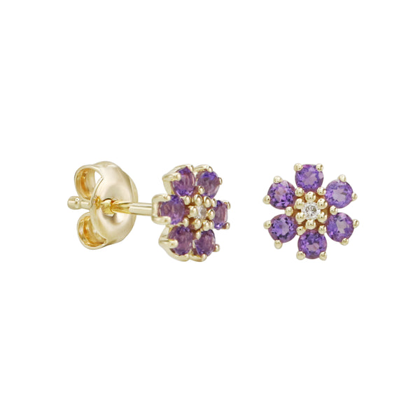 Babe, Just Be Yourself Amethyst Floral Stud Earrings