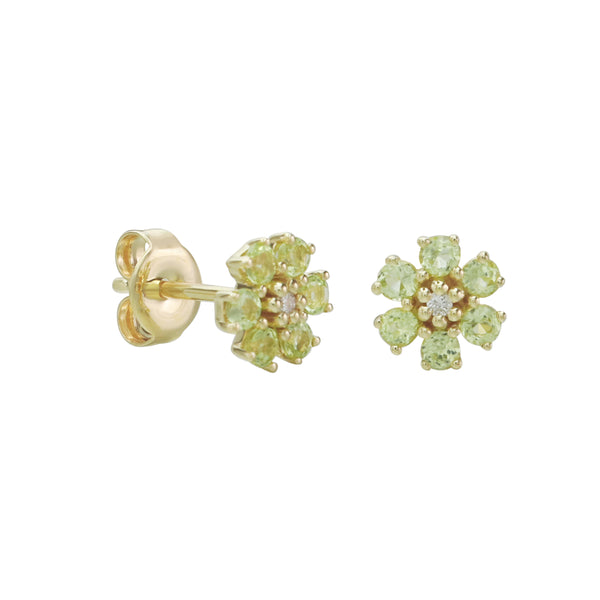 Babe, Just Be Yourself Peridot Floral Stud Earrings