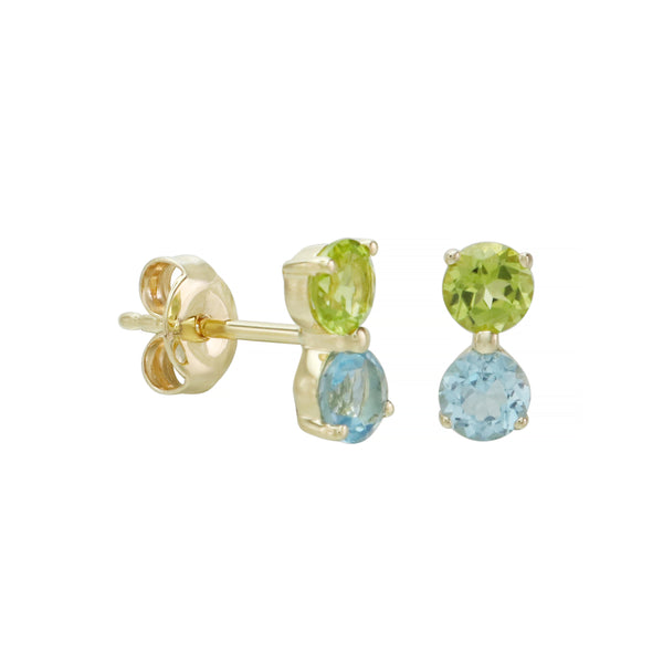 Just Wear 'Em Blue Topaz and Peridot Contrast Stud Earrings