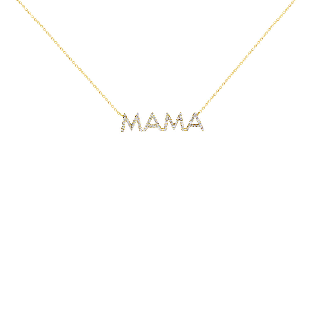 Mama Diamond Classic Name Necklace in 14K Yellow Gold