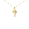 18K Saudi Gold Necklace with Cross and Heart Pendant