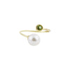 White Freshwater Pearl and Gemstone Kissing Ring