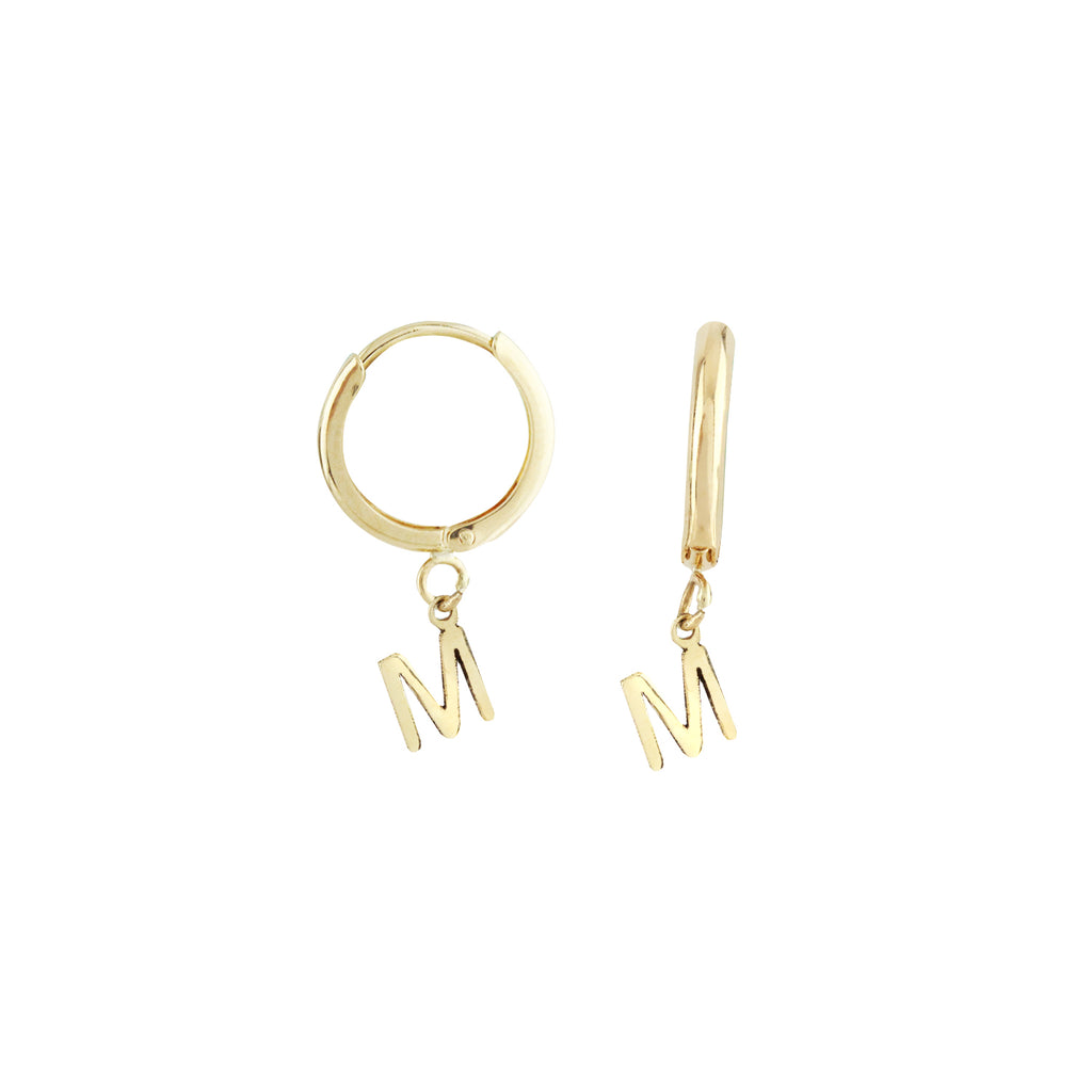 14K Italian Gold Initial Hoop Earrings