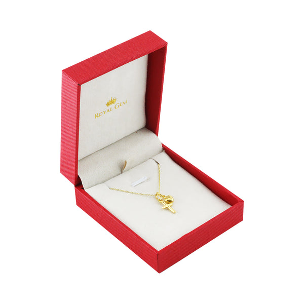 18K Saudi Gold Necklace with Heart and Cross Pendant