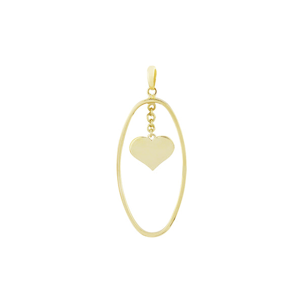 Oval Pendant with Swinging Charm Design