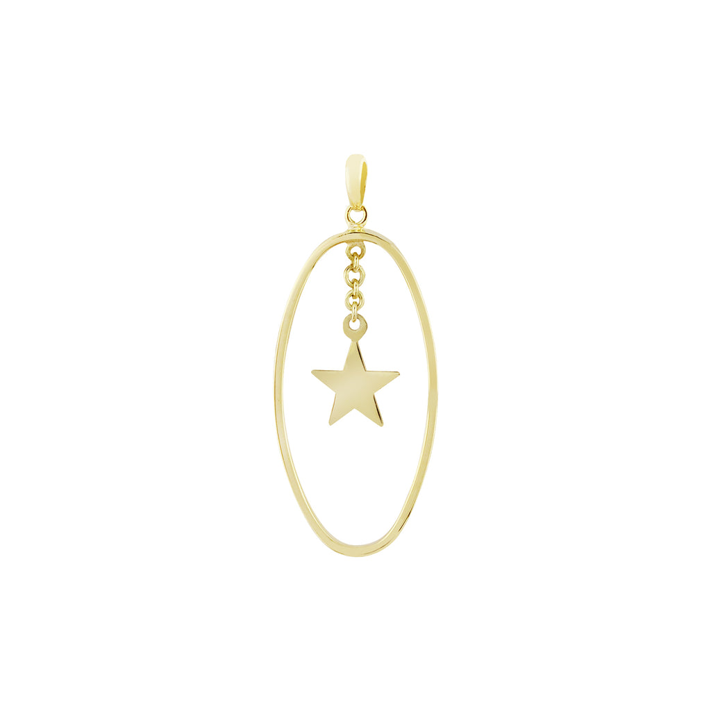 Oval Pendant with Swinging Charm Design