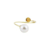 White Freshwater Pearl and Gemstone Kissing Ring