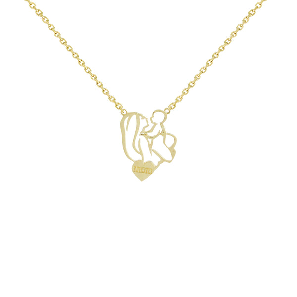 18K Saudi Gold Mother and Child Necklace