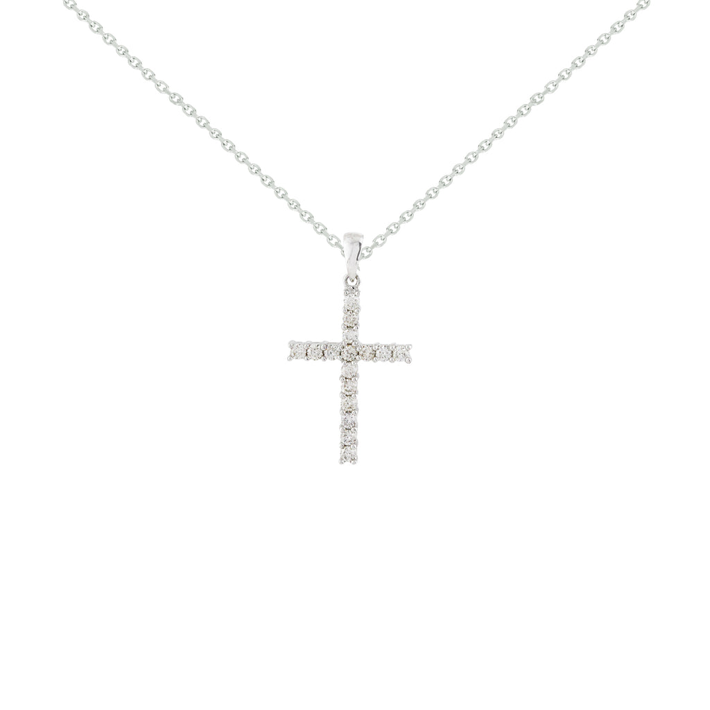 Cross Diamond Necklace in 14K White Gold