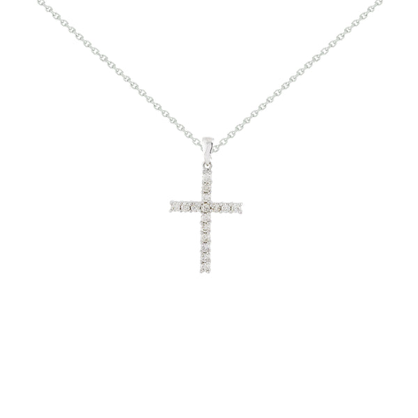 Cross Diamond Necklace in 14K White Gold