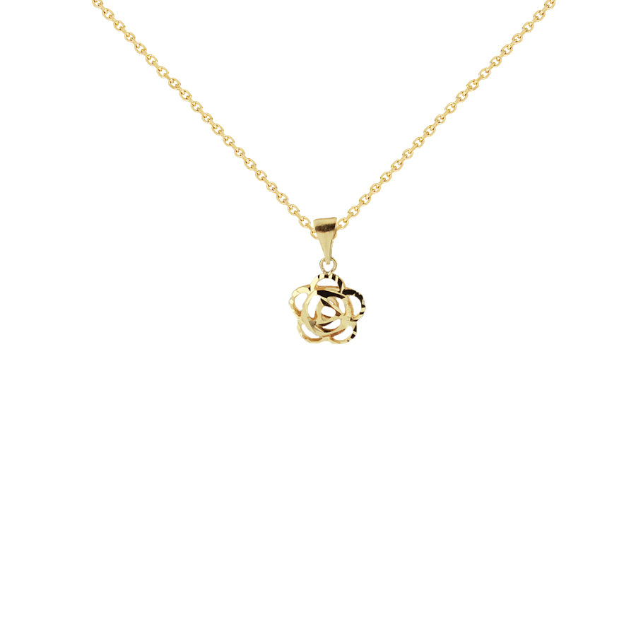 18K Saudi Gold Necklace with Flower Pendant – Royal Gem