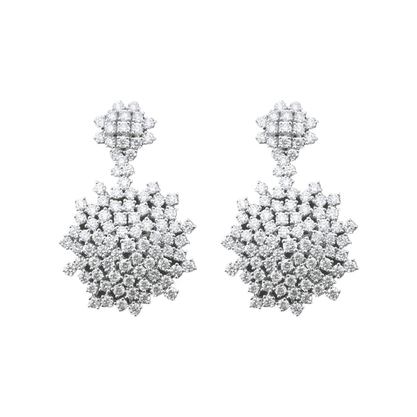 Diamond Cluster Drop Earrings