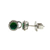 Round-Cut Emerald Stud Earrings in 18K White Gold