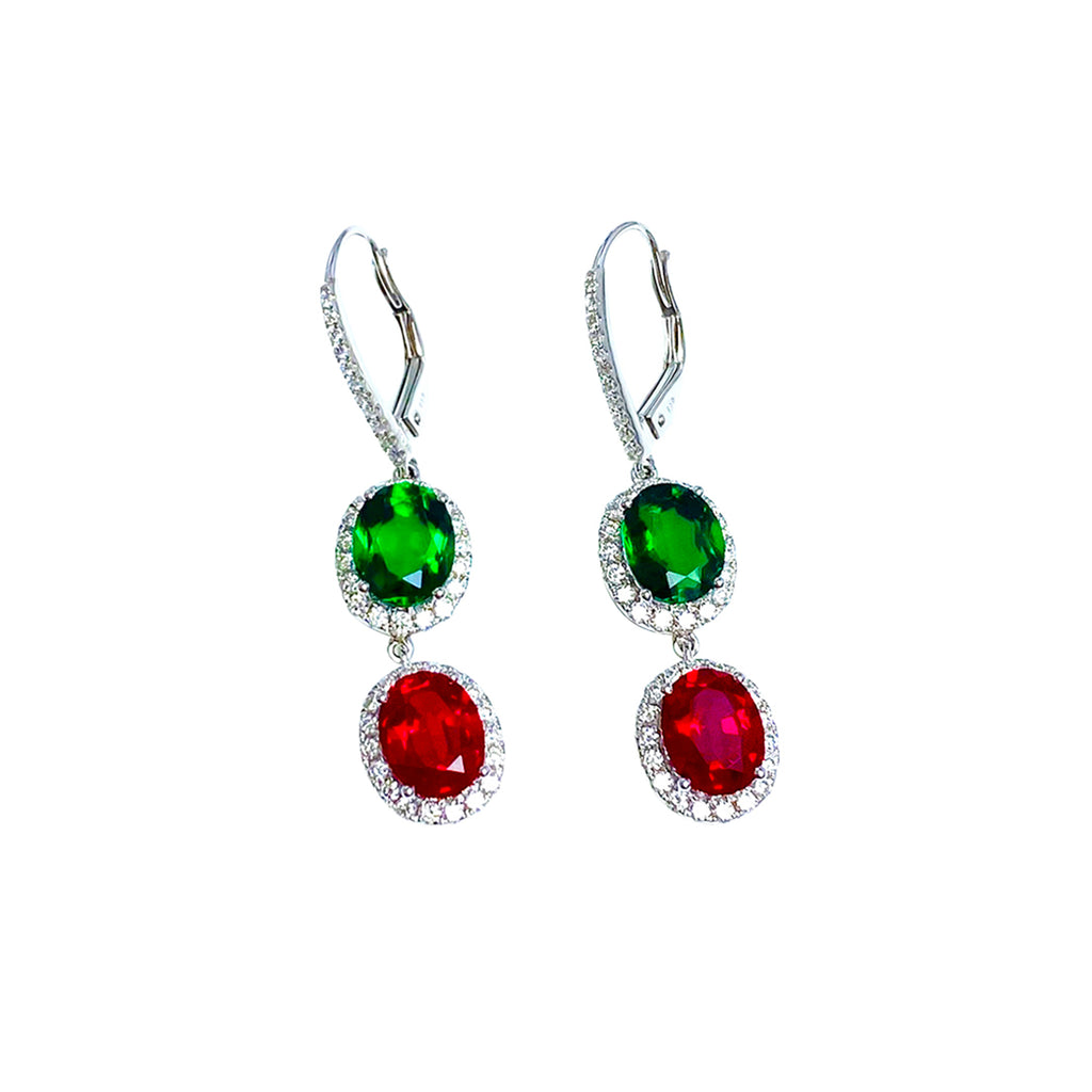 Emerald Triad Dangling Earrings