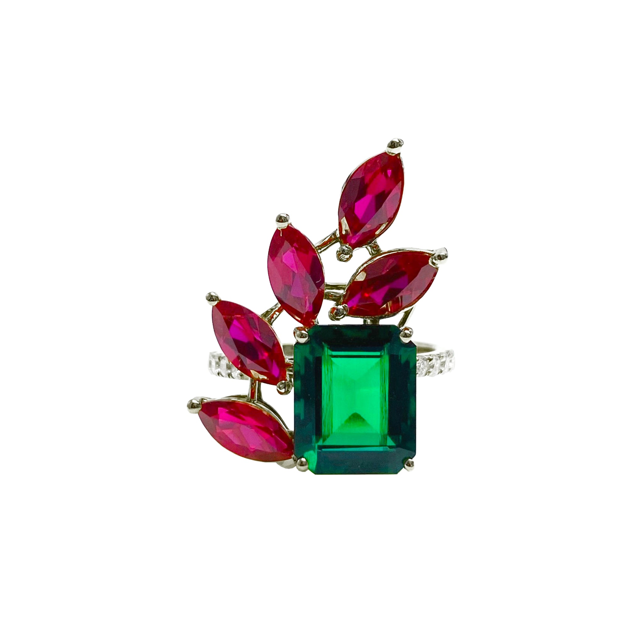 Emerald Triad Ring