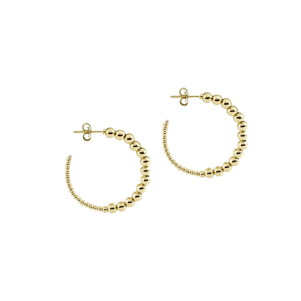 18K Italian Gold Ball Hoop Earrings