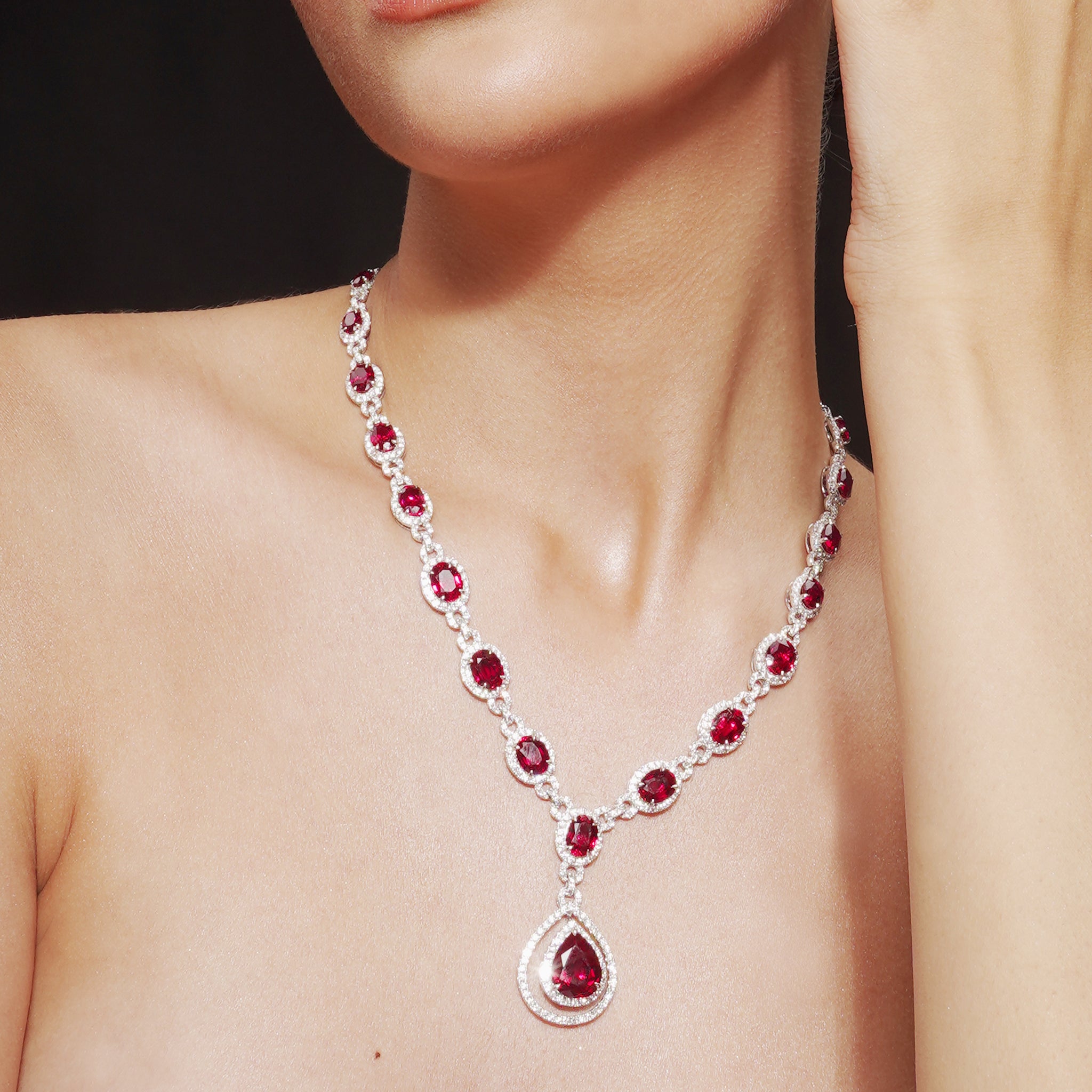 Resplendent Rubies Drop Necklace