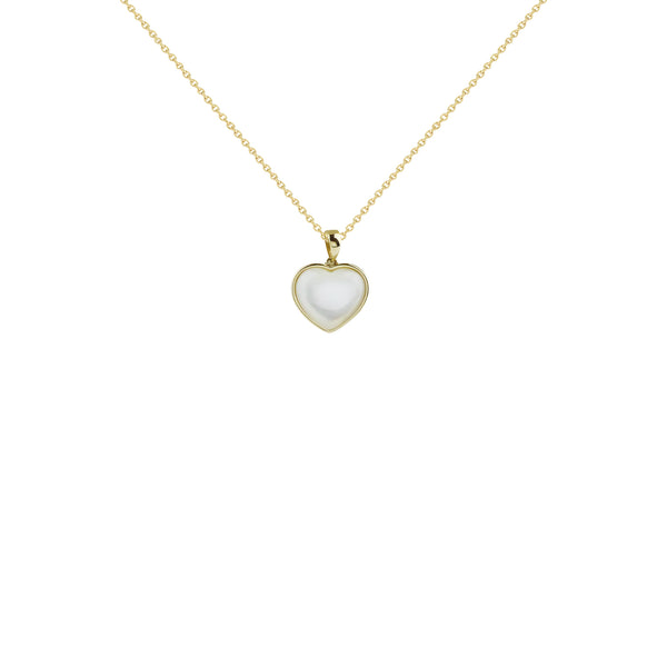 14K Italian Gold Necklace with Heart Mabe Pearl Pendant
