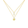 18K Saudi Gold Necklace with Disc and Cross Pendant