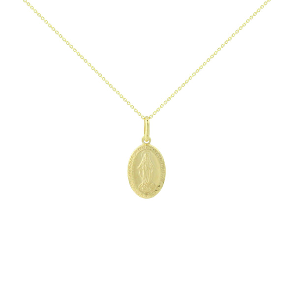 14K Italian Gold Necklace with Miraculous Mary Pendant
