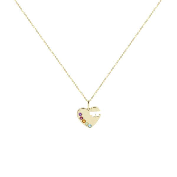 Heart with Multicolored Stone Necklace