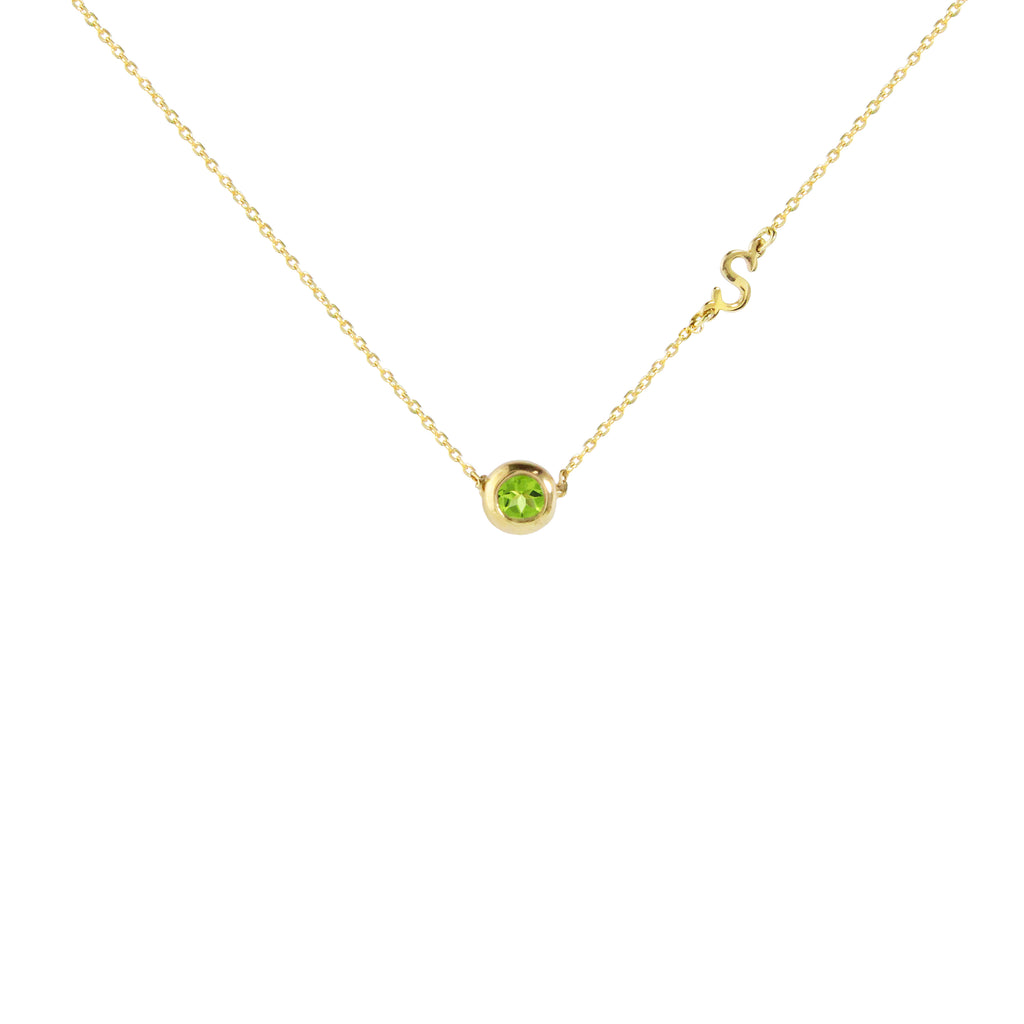 All Dolled Up Peridot Necklace with Initial Charm