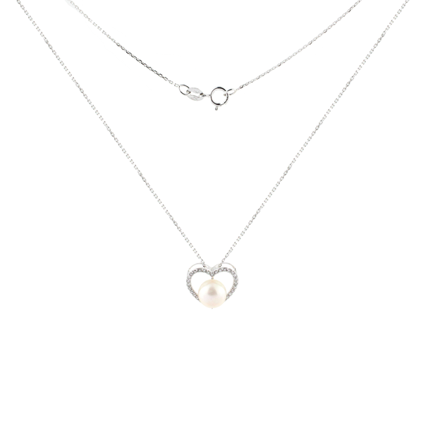 Freshwater Pearl In A Heart Necklace