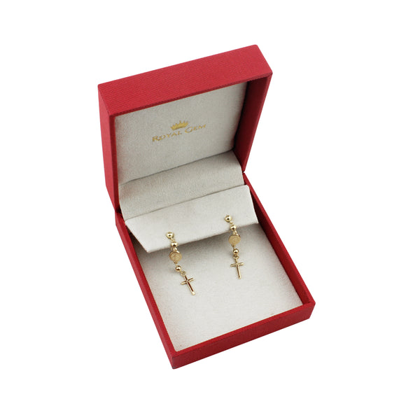 Miraculous Mary and Cross Dangling Earrings