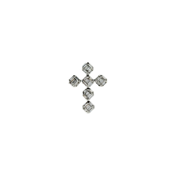 Emerald-Cut Diamond Cross Pendant