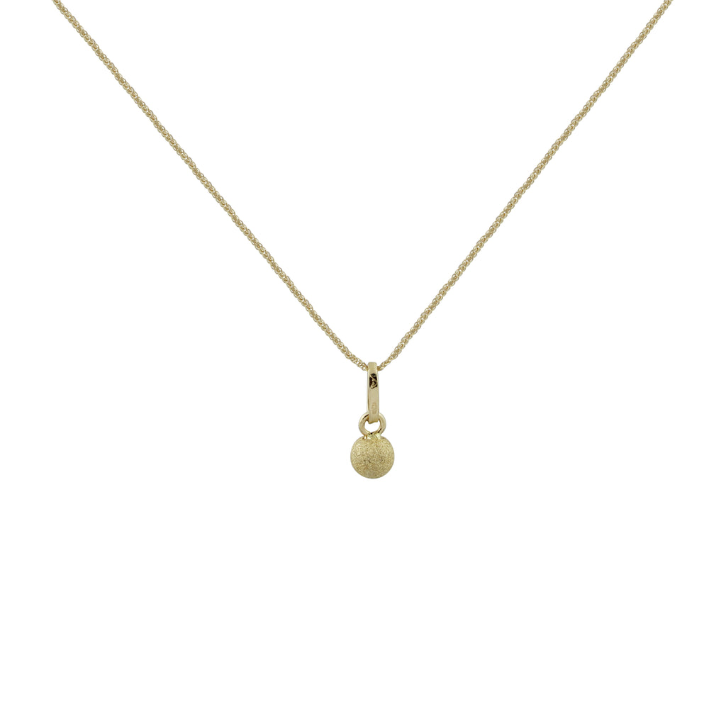 Frosted Ball Charm in 18K Yellow Gold Necklace