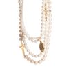 Freshwater Pearl Necklace with Cross Sideway Pendant in 14K Yellow Gold