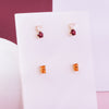 Just Wear 'Em Garnet and Rose Quartz Contrast Stud Earrings