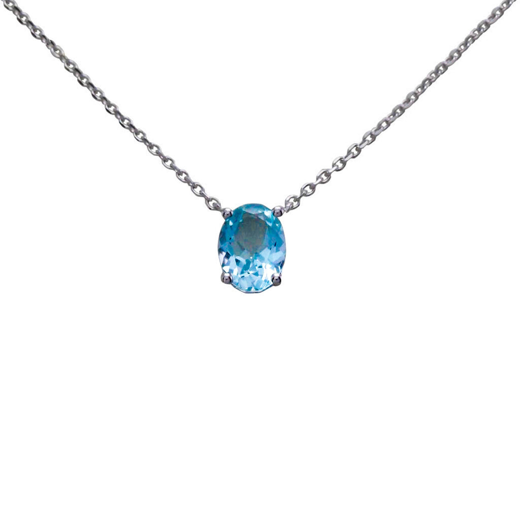 Keepsake Collection Aquamarine Oval Necklace in 14K White Gold