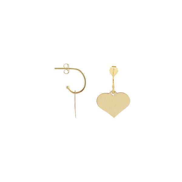 C-Hoop Earrings with Removable Engravable Heart Charm