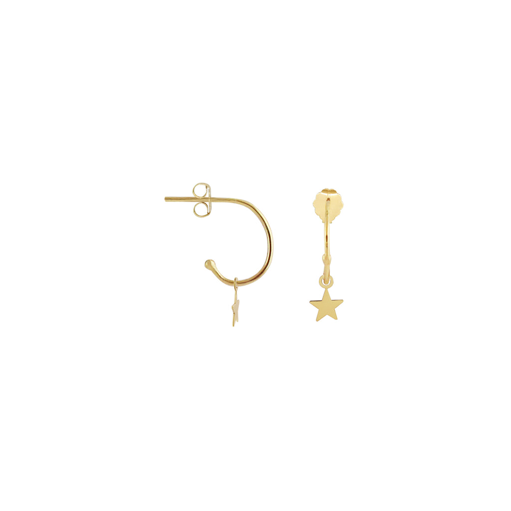 C-Hoop Earrings with Removable Engravable Star Charm