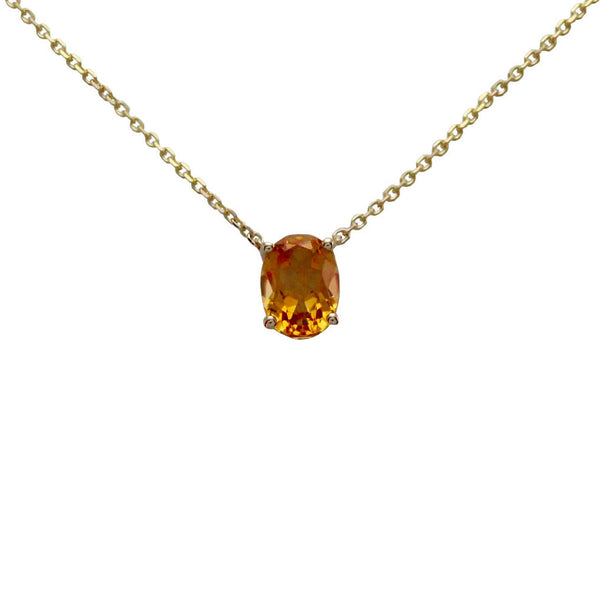 Keepsake Collection Citrine Oval Necklace in 14K Yellow Gold