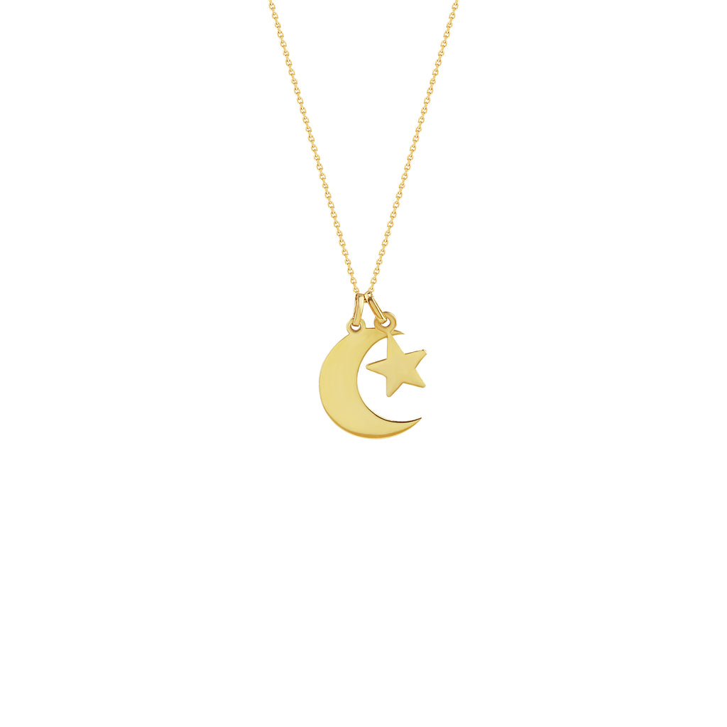Crescent Moon Necklace with Star Charm