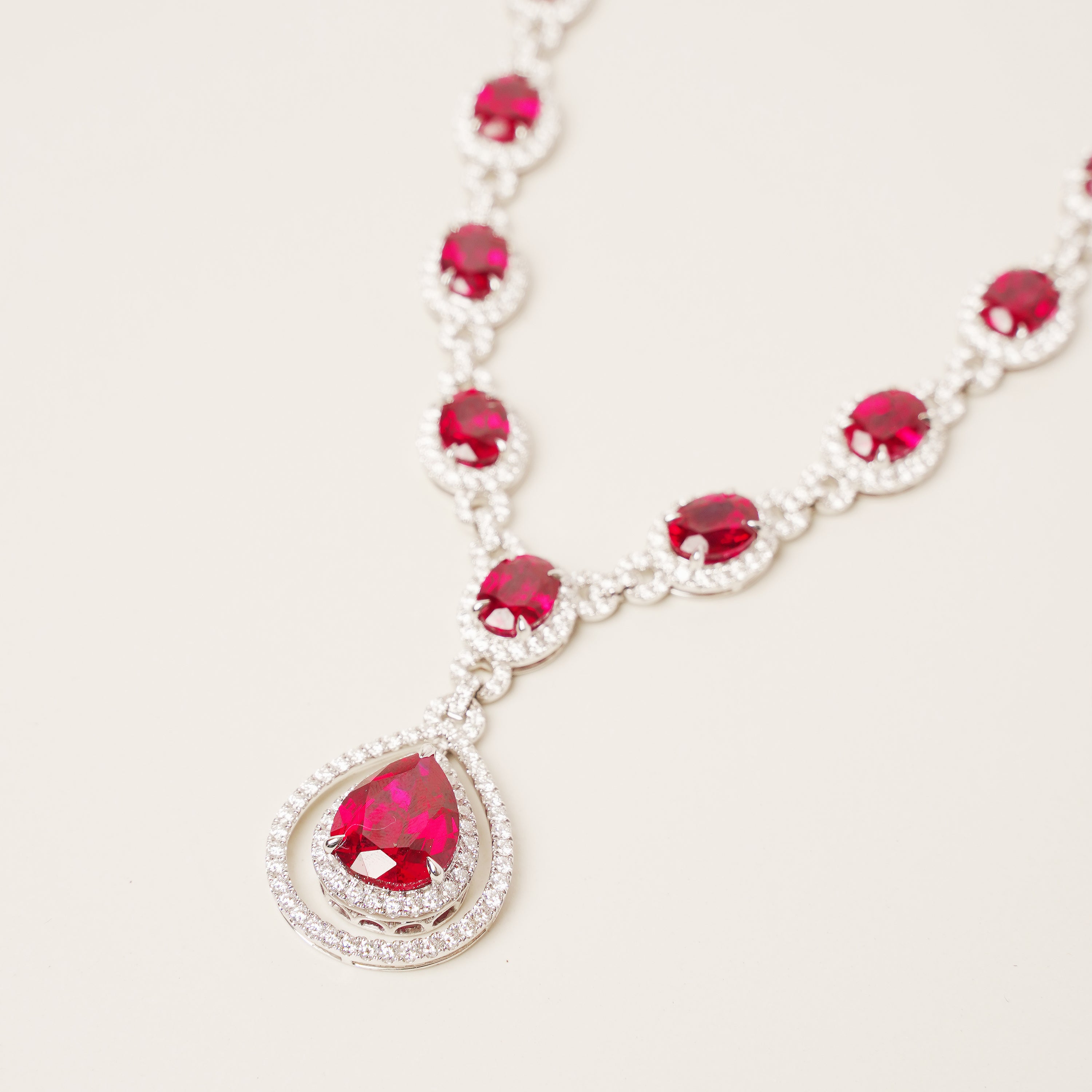 Resplendent Rubies Drop Necklace