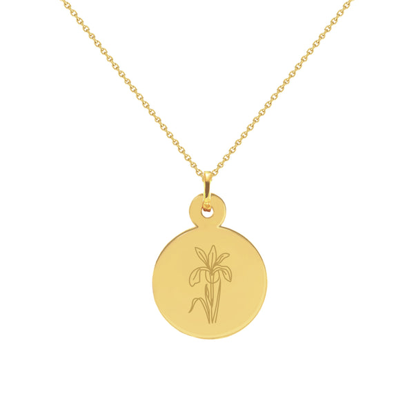 Birth Month Flower in Yellow Gold Disc Necklace