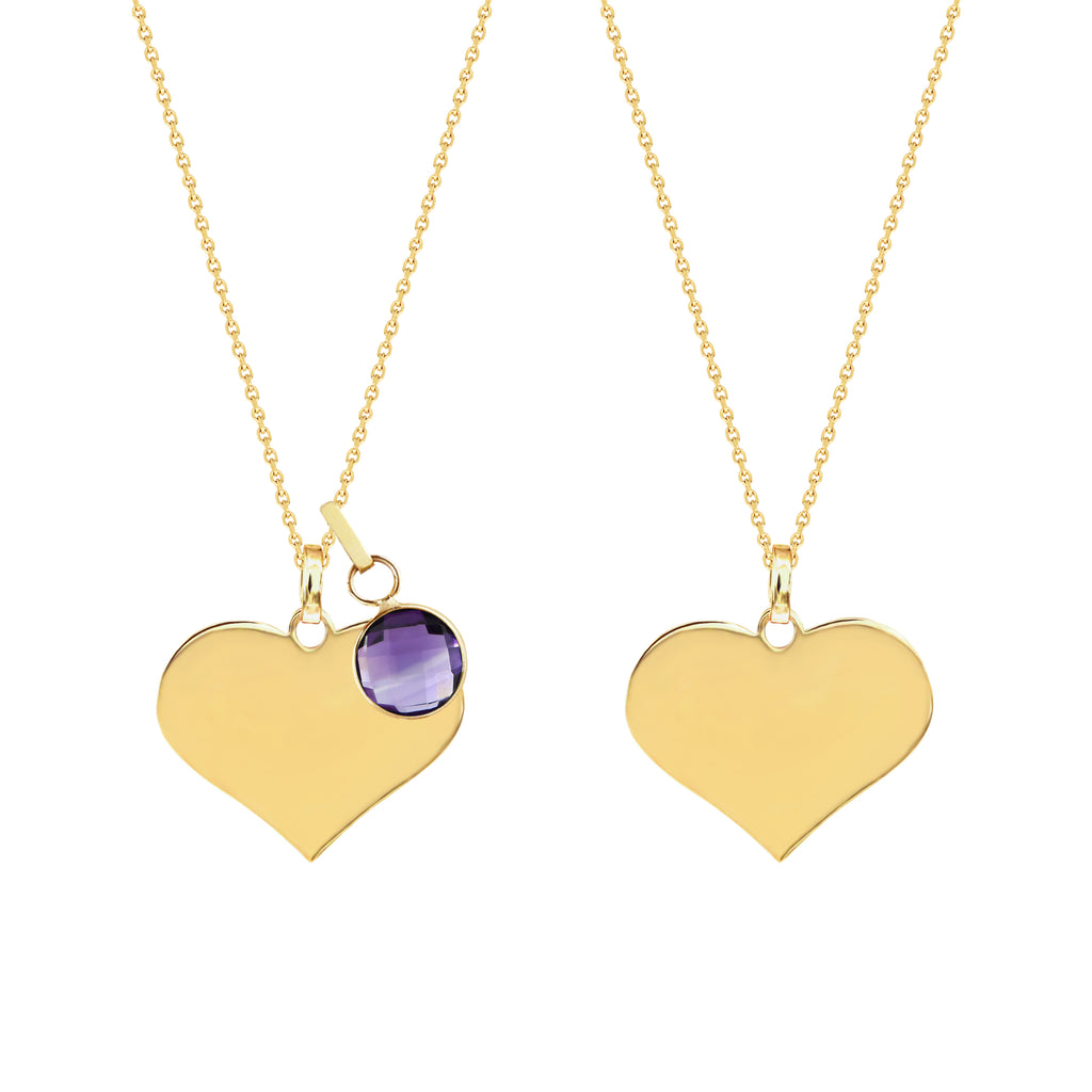Cherie Yellow Gold Heart Necklace with Birthstone Charm