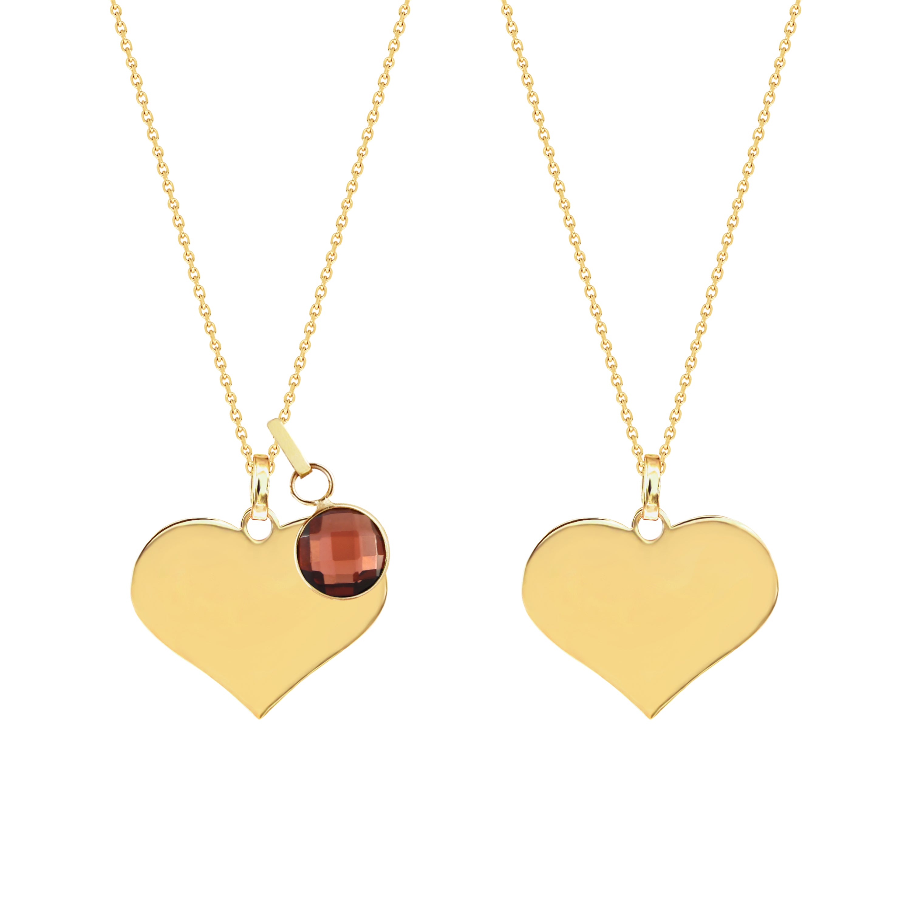 Cherie Yellow Gold Heart Necklace with Birthstone Charm