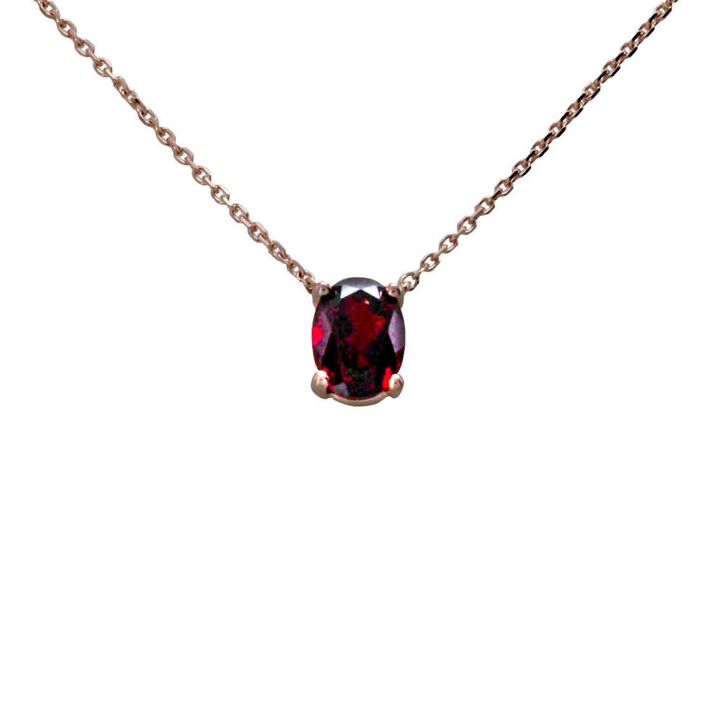 Keepsake Collection Garnet Oval Necklace in 14K Rose Gold