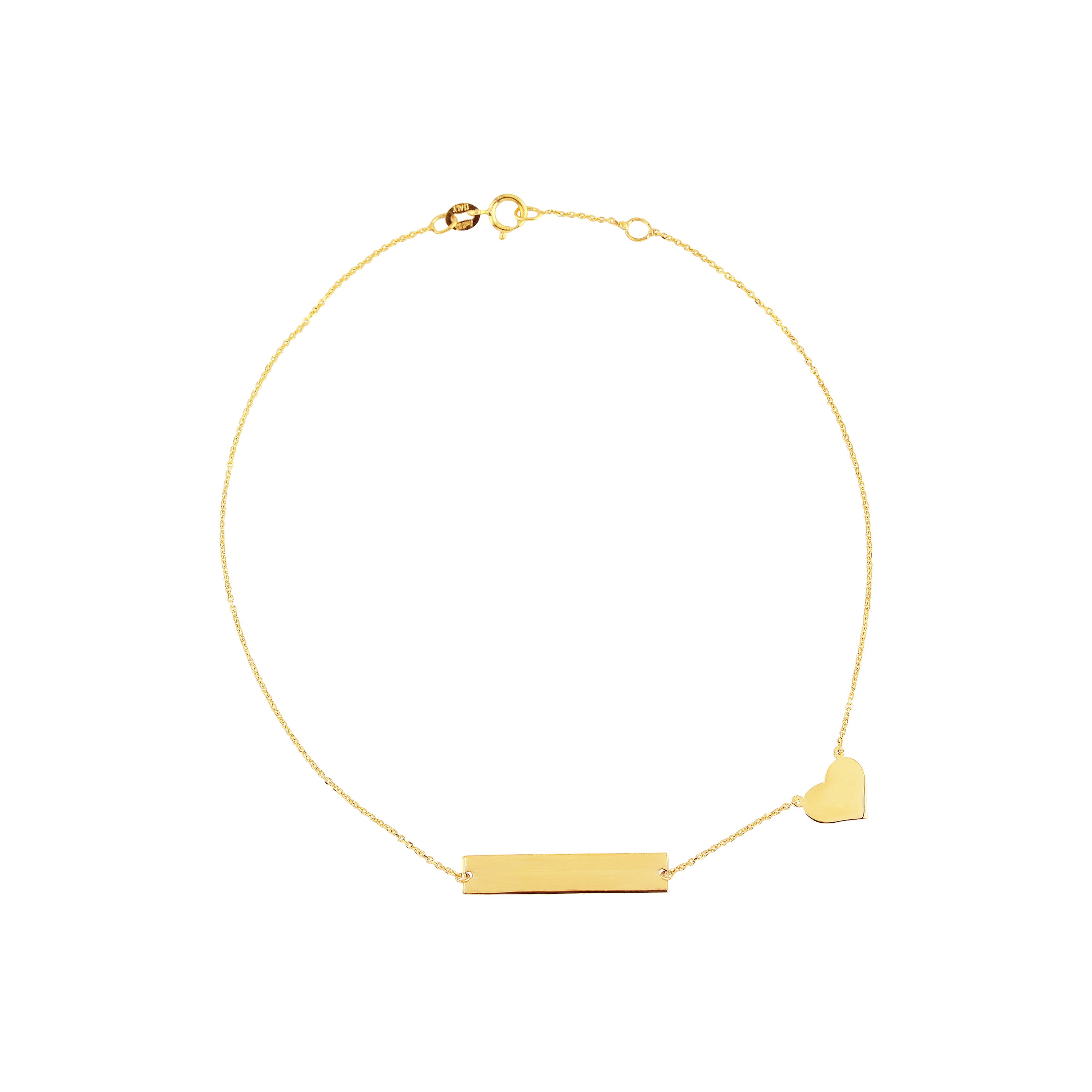 Horizontal Bar Anklet with Heart Charm