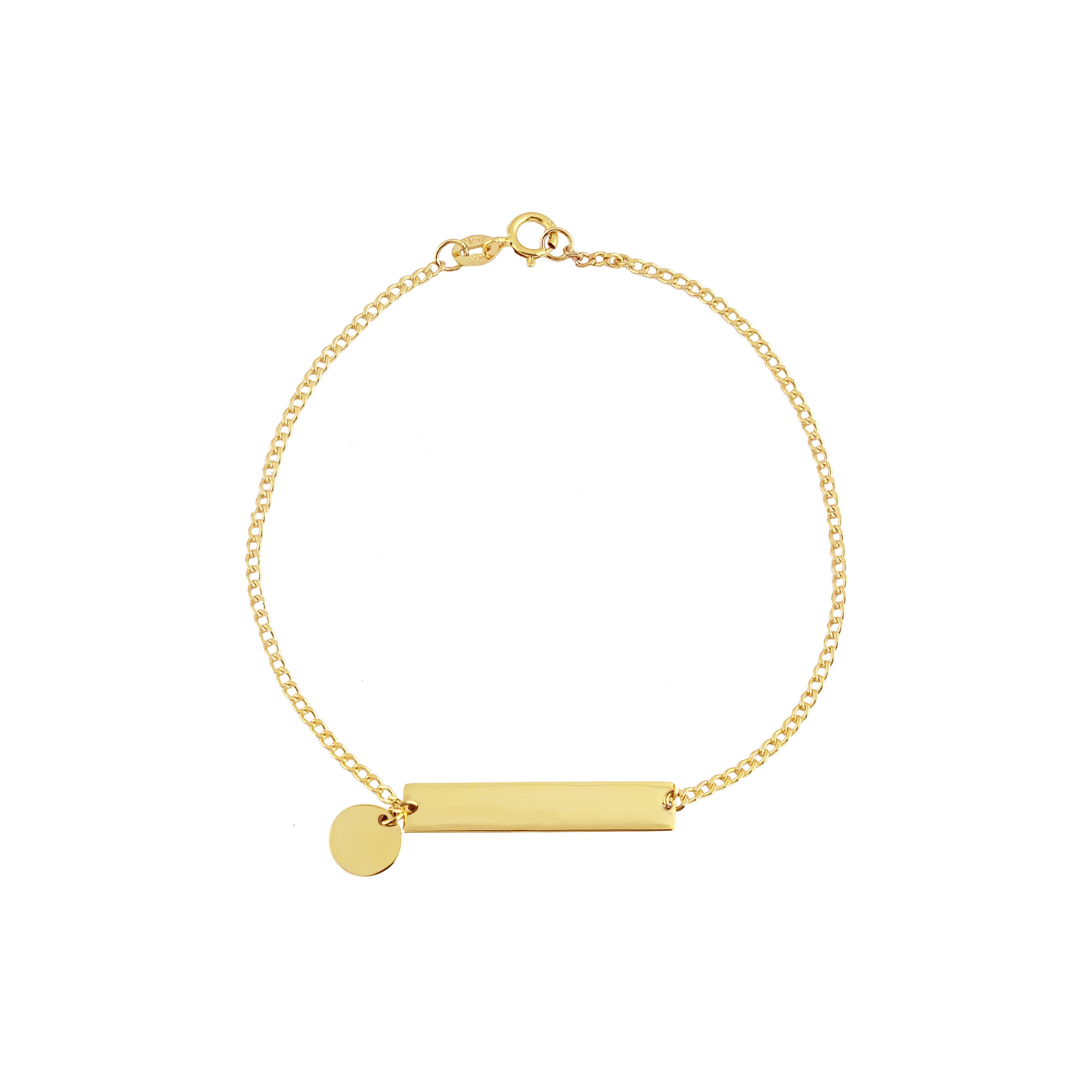 Horizontal Bar Bracelet with Disc Charm