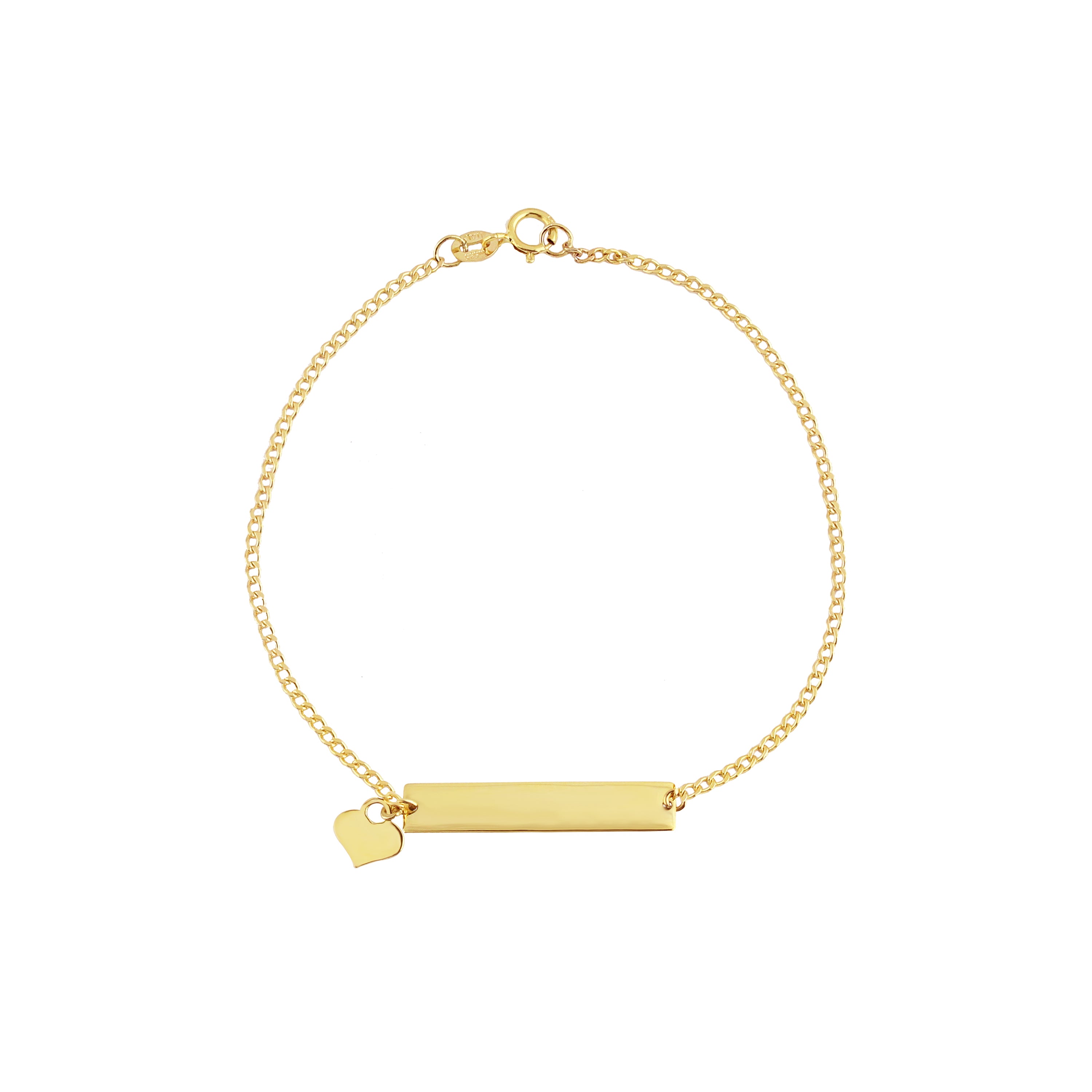 Horizontal Bar Bracelet with Heart Charm