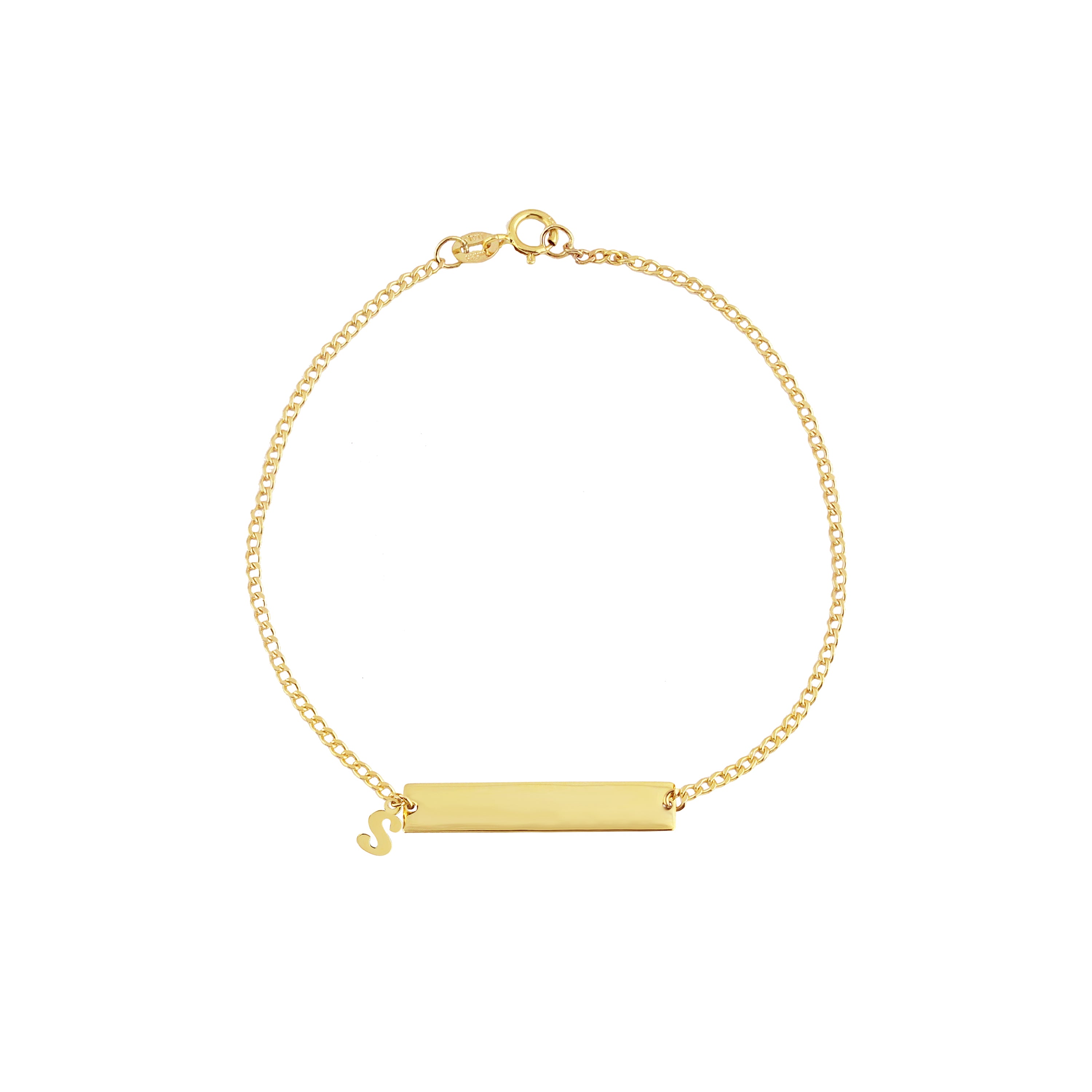 Horizontal Bar Bracelet with Initial Charm
